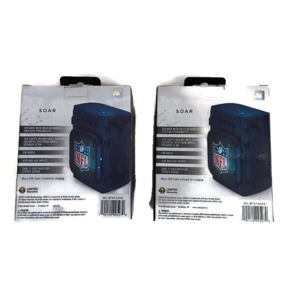 Soar NFL Kansas City Chiefs (2) Bluetooth MINI Wireless Speakers With LED Lights - Picture 3 of 4